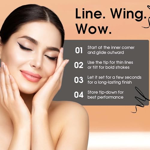 Image of Colors Queen High-Tech Liquid Pen Eyeliner - Black, 1.2g, Intense Matte Finish, Quick Drying Formula, Sweat Proof, Waterproof & Smudge Proof Eyeliner, Long Lasting, Felt Tip Applicator