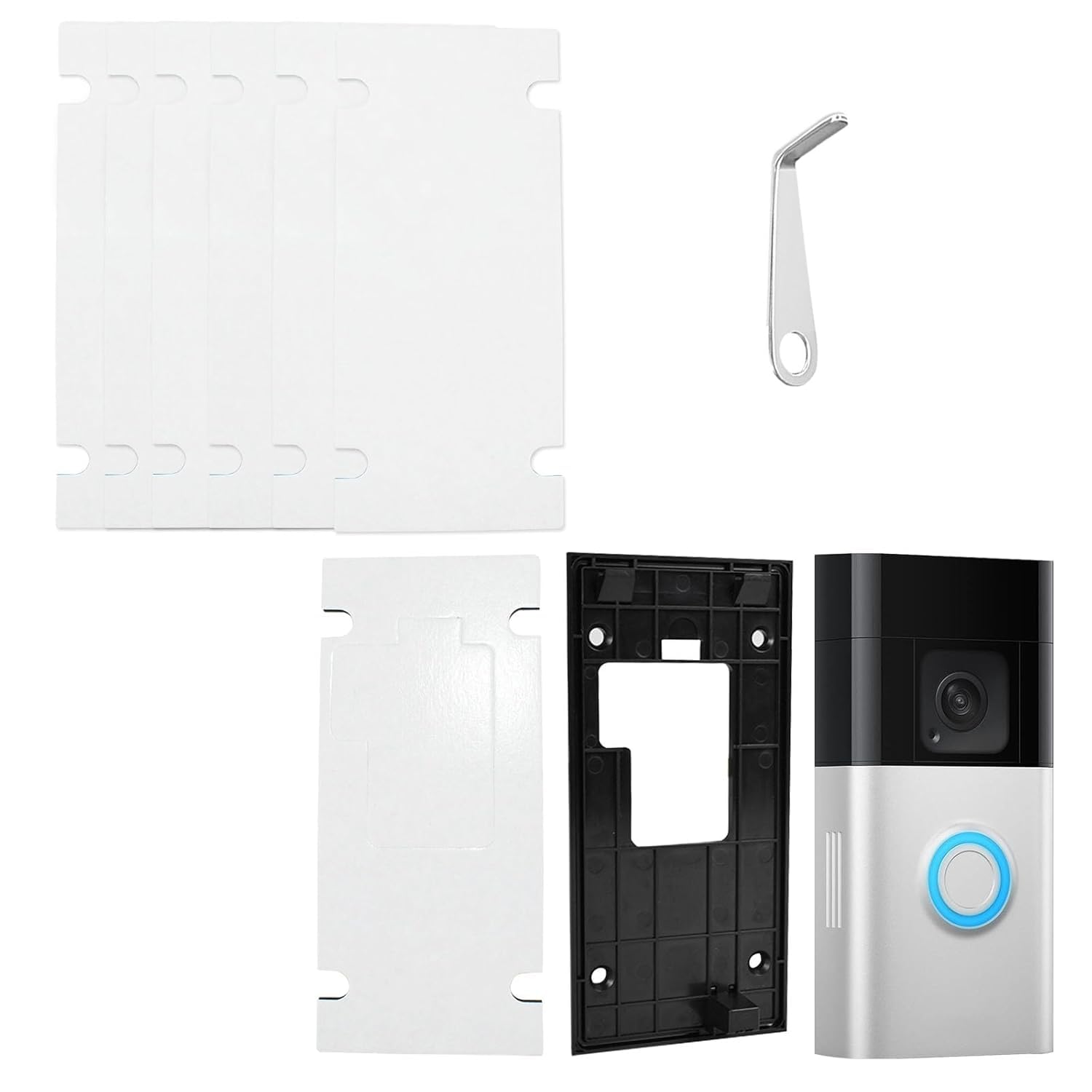 Doorbell Adhesive Mount Compatible with Ring Battery Doorbell (2024 Release), Camera Doorbell Backplate Mount No Drill, 7 Pack Double Sided Tape, 1 Pack Doorbell Key