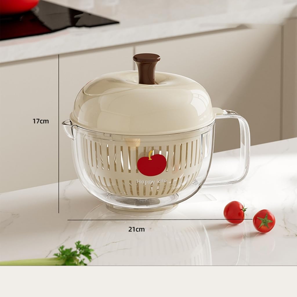 Manual Vegetable Washer with Basket and Bowl for Family Salad Care