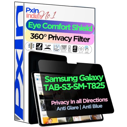 Image of PxIn Tablet Privacy Screen Guard compatible with Samsung Galaxy TAB-S3-SM-T825 | No.1 | Anti Glare | Anti Blue Light | Anti UV | 4 Way Privacy Filter | 360 Privacy | Eye Protect