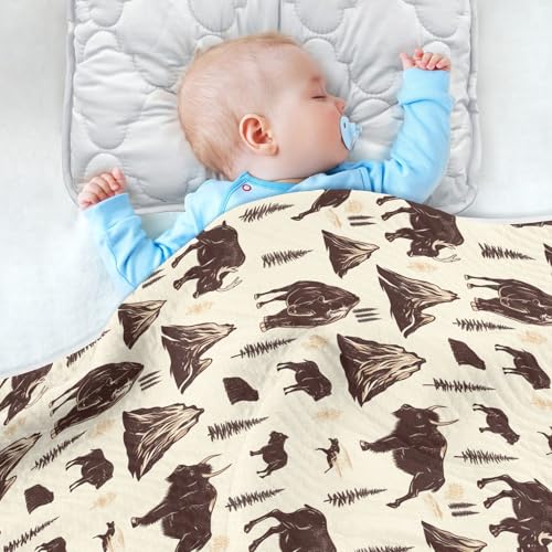 Image of Baby Swaddle Blanket for Boys Girls Soft Warm Stroller Throw Blanket for Newborn Infant Toddler 30X40in National Park Deer Bear Moose
