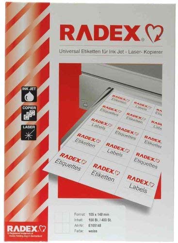 RADEX ettichette-universali, rimovibile, 210,0 x 297,0 mm, bianco senza Bordo (E210297NP)