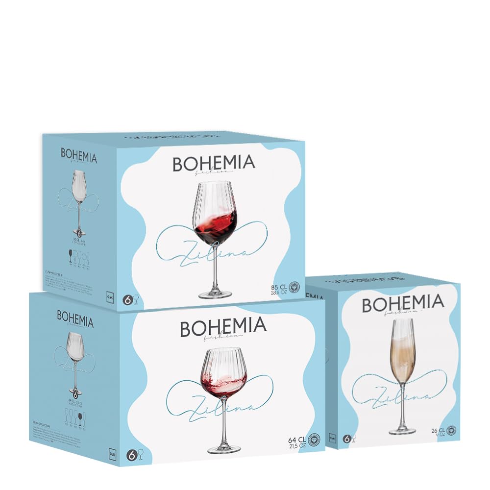 BOHEMIACOK Copa de Vino Zilina, Cristal de Bohemia, 50cl, Transparente, 12 Unidades