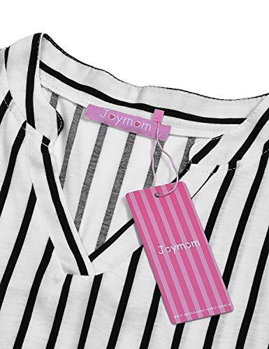 Joymom Latched Mama Nursing Tops, Moms Roll-Up Sleeve Petite Breastfeeding Blouse Pregnant Slimming Cozy Striped Long Sleeve Shirt Fit Postpartum Daily Wear Work Clothes S #TOP3
