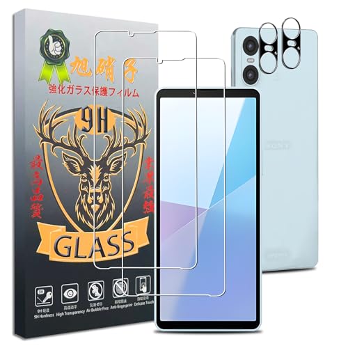 対応 Xperia 10 VI フィルム【2+2枚セット-国産旭硝子素材】Xperia 10 VI SO-52E/SOG14 ガラスフィルム (2枚) + レンズ保護フィルム (2枚) エクスペリア 10 VI 保護 フィルム さらさら SOG14 強化ガ