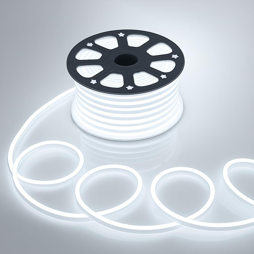 Gesto 16.4 Feet Neon LED Strip Light with 12V Adapter | Cuttable & Flexible Waterproof Rope Light for Wall Decor, Indoor & Outdoor Decoration, Custom Names,Signage & Diwali Decorative Lighting- White