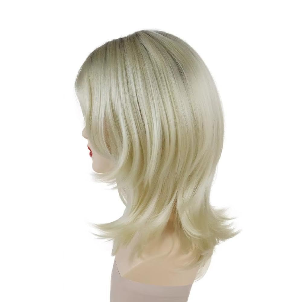 Haarpflege Blonde Mittellange Schulterlange Glatte Haarperücke Für Frauen Tägliche Party Cosplay