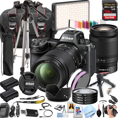 Nikon Z6 III Mirrorless Digital Camera, Z DX 24-200mm f/4-6.3 Lens | 24.5 MP | 4K UHD+ 128GB Extreme Memory, LED Video Light, 3pc Filter Kit- 42pc Pro Bundle (Renewed)