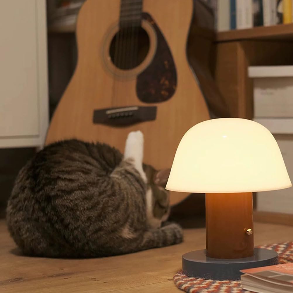 Pilz Lampe, LED Pilz Tischlampe Kabellos, Schreibtischlampe Touch Dimmbar mit USB-Aufladung, Mushroom Nachttischlampe,Tischleuchte Design Pilz, für Schlafzimmer, Wohnzimmer, BüRo,Rot