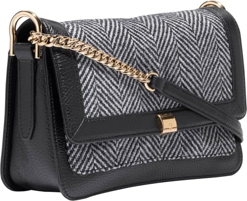 Image of Cole Haan Women's Daniella Chain Shoulder Bag, Herringbone Tweed /Black