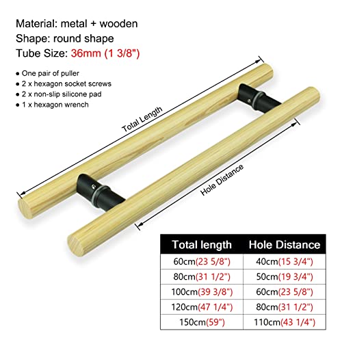 Manijas de madera para puertas corredizas con tornillos de montaje incluidos 4