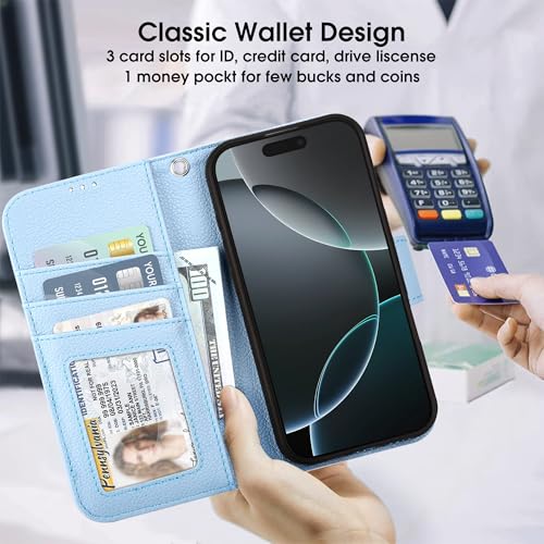 Funda para iPhone 2024 Pro con bloqueo RFID y pulsera anticaída lichi 3