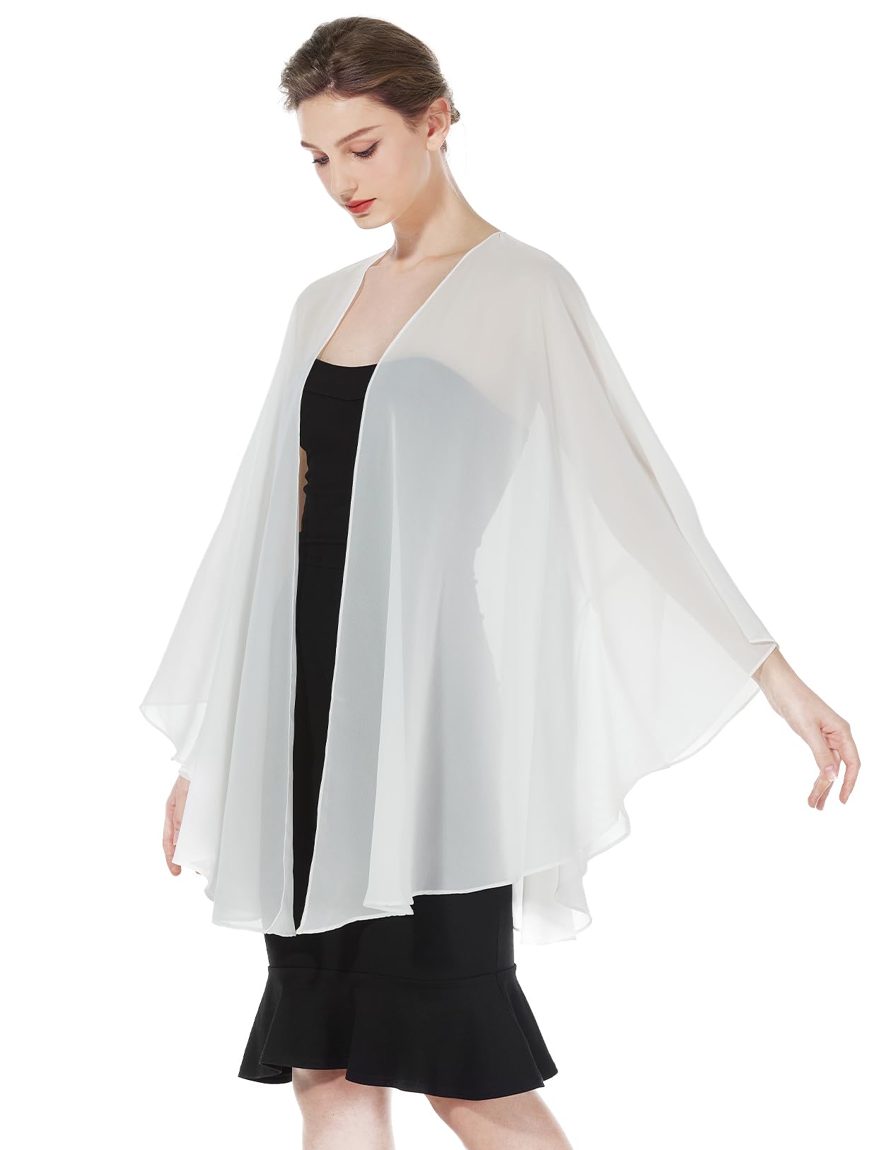 BEAUTELICATE Kimono Cardigan En Mousseline De Soie Femme Boléro Couverture Avec Manche Veste Transparent Grande Taille Pour Soirée Mariage Mariée Cérémonie D’été