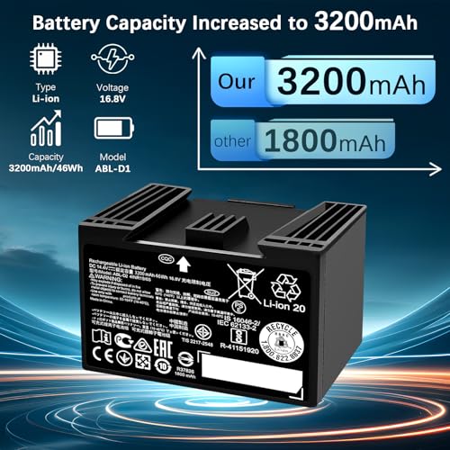Image of 14.4V 3200mAh ABL-D2 Replacement Battery for iRobot Roomba i3 i4 i6 i7 i8 Series, Compatible with i3+ /i4+ /i7+ /i8+ ABL-D1 ABL-F