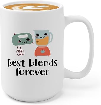 Food Pun Coffee Mug 15oz White -Best Blends Forever - Kitchen Pun Funny Pun Foodies Housewarming Baker Baking Lovers Chef Cook Food Lovers Cookie Baker Pastry Chef