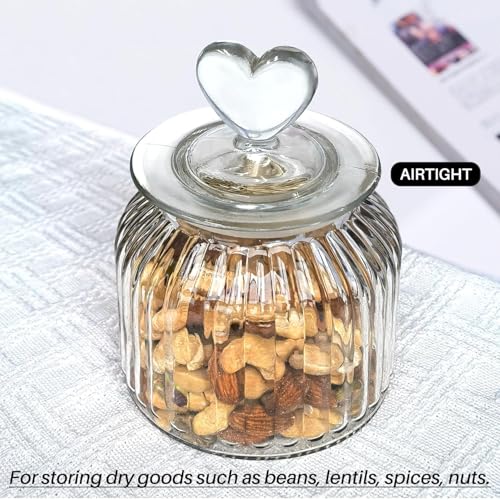 Image of bellemax 700ML Amber Glass Storage Jar With Air Tight Glass Lids- Airtight Food Jars Glasses Kitchen Containers For Pantry, Pickle Jar, Sugar Pasta Cereal Flour Sugar Storage Jars (BM-03, Set of 2)