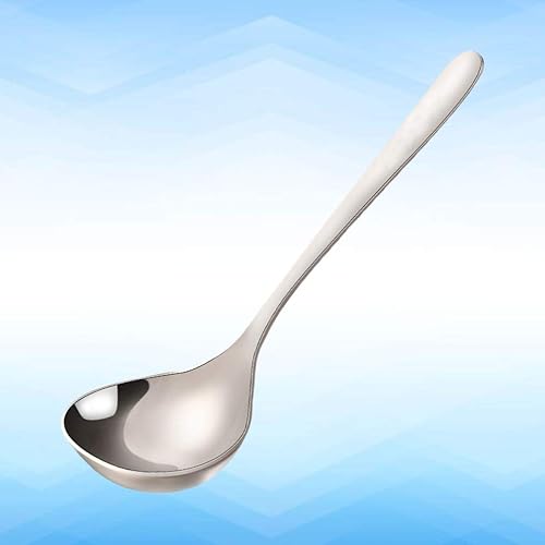 Miniatura 6 de HEMOTON Cuchara de sopa de acero inoxidable para ramen coreano, cuchara para servir, cucharón, cuchara para pizza, cuchara, cucharaditas, utensilios