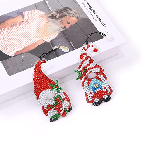 Lusandy 6 Pcs 5D Diamond Painting Bookmarks Diy Christmas Gnomes Diamond Art Acrylic Bookmark With Tassel Crystal Pendant Bookmark For Home Office Read & Crafts Lovers #TOP2
