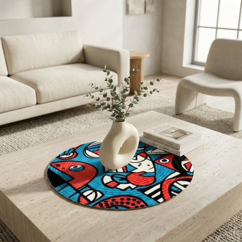 Image of Zimittory Premium Round Cotton Dining Table Mats Set of 2 | Washable Heat Resistant Food Mat | Circular Dining Table Hot Plate Mats & Coaster for Hot Utensil (14-inch /Pablo Pop)