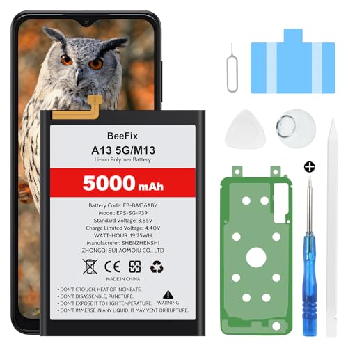 Beefix Batería para Samsung Galaxy A13 5G SM-A136, EB-BA136ABY 5000 mAh, polímero de litio de repuesto para Galaxy M13 5G SM-M136 con herramientas de reparación