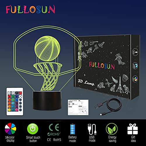 Fullosun 3D Basketball Night Light Backboard Illusion Hoop Lamp thumb #6