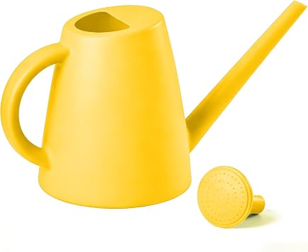 TEIUKAX Indoor and Outdoor Watering Can - Long Spout -1/2 Gallon (64oz) - Yellow