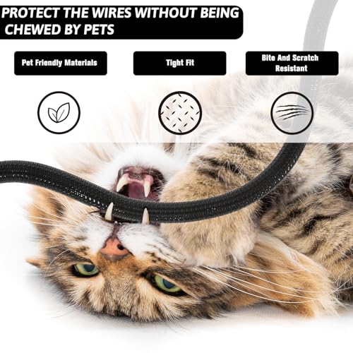 simarro Kabelschlauch Schwarz 5m, Zuschneidba Kabelschläuche Selbstschließend Kabelschutzgitter 9mm Flexibel Kabelkanal Kabelschutz für Hund Katze Kabelmanagement für Schreibtisch TV Computer