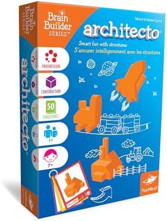 FoxMind Games: Architecto 3D Puzzle Board Game Brain Builder Brainteaser. Stem Smart Games Help Develop Logic and Dexterity. Includes 50 Smart Puzzles, 6 Levels, for 1 or More Players, Ages 7 and up
