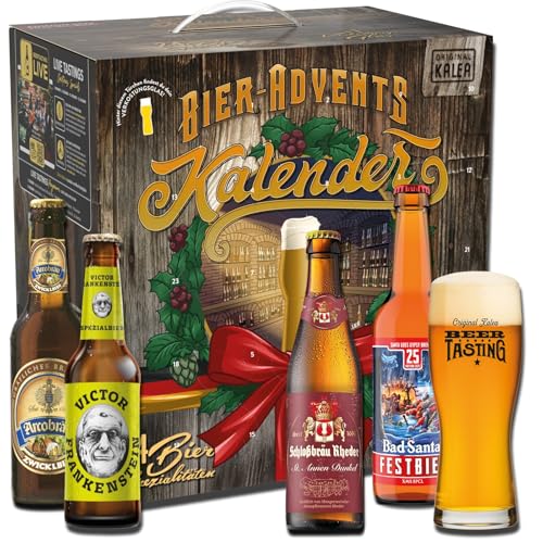 Kalea | Bier-Adventskalender | Edition Deutschland | Bestückung 2025 | inkl. Verkostungsglas | 24 x 0,33l Biere | Geschenk zur Vorweihnachtszeit für Bierliebhaber
