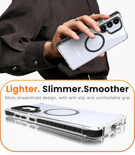 DEERLAMN Strong Magnetic Case for Samsung Galaxy S25 6.2-Inch, Clear+Black - image 7