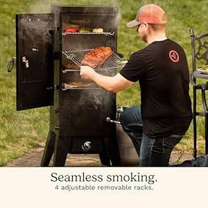 Cuisinart 36” Vertical Propane Smoker, 4 Removable Racks, Spacious BBQ Smoker with Wood and Water Trays, 15,000 BTU Heat for Smoked Meat, Brisket, Jerky, Fish, Perfect for Tailgates, Backyard, Camping Cuisinart 36 Vertical Propane Smoker 4 Removable Racks Spacious BBQ Smoker with Wood and Water Trays 15000 BTU Heat for Smoked Meat Brisket Jerky Fish Perfect for Tailgates Backyard Camping