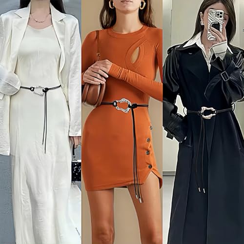 Women Waist Chain Leather Belt Chain Body Belly Adjustable Skinny Leather Bbelt Waist Belt PU Leather for Jeans Dress4