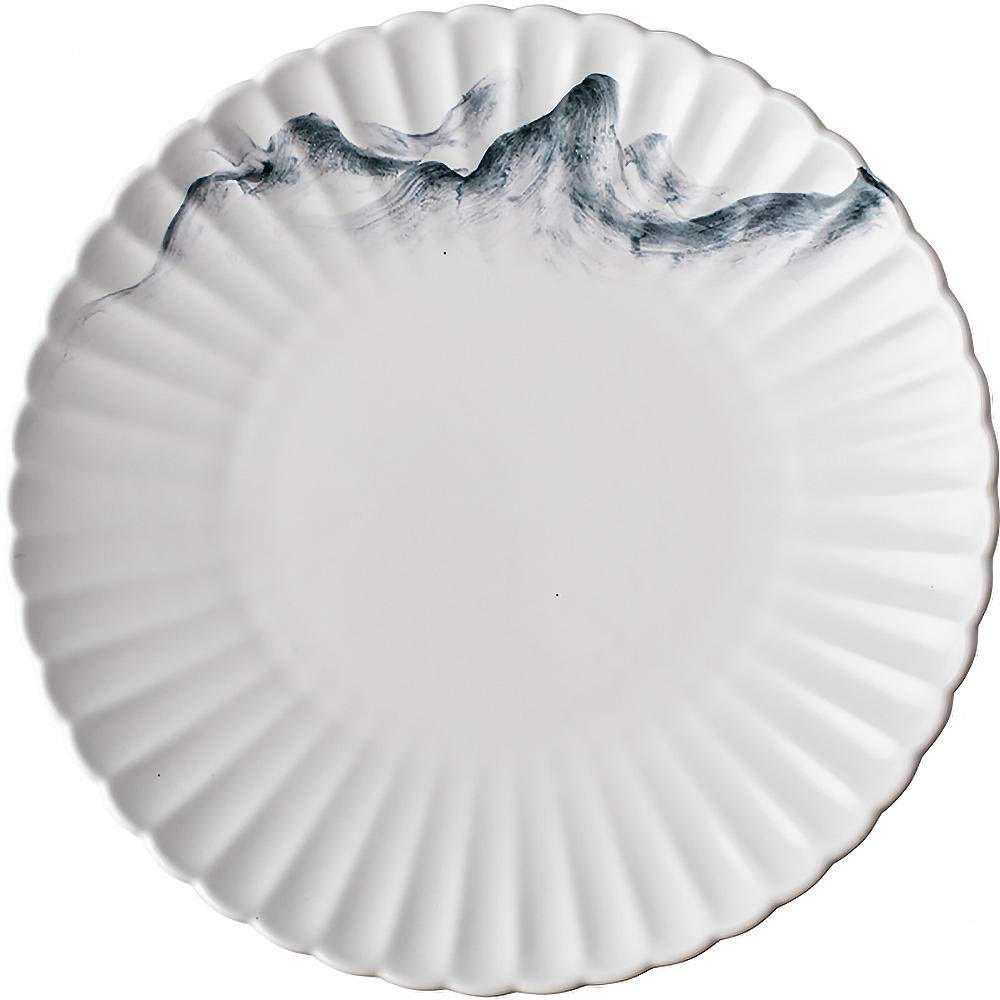 Hand-Painted Landscape Bread & Butter Plate, Chinese Style White Clay Petal Ceramics, Steak Plate, Hand-Painted Large Plate, Breakfast Plate, Salad Plate For Household Use-9 Inches