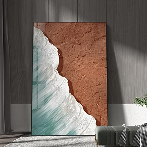 Toile Peinture Orange Ocean Spray 80x110cm pour Grand Mur Vide