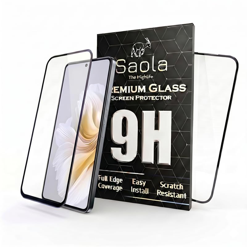 Image of Saola HD Clear Tempered Glass for Tecno Camon 30 premier | High Strength 9H Protection, Smooth Touch, Full Coverage Screen Guard, 2-Step Installation Kit | Quick & Easy Application (Pack of 2)