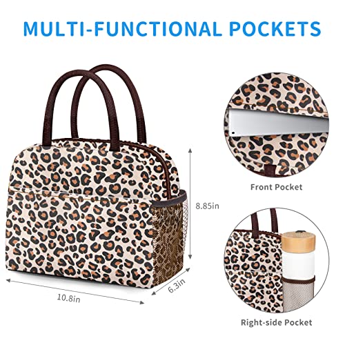 Lunch Bag Lunch Box For Women Men Reusable Insulated Lunch Tote Bag,Leakproof Thermal Cooler Sack Food Handbags Case High Capacity Fortravel Work School Picnic-Leopard Print #TOP4
