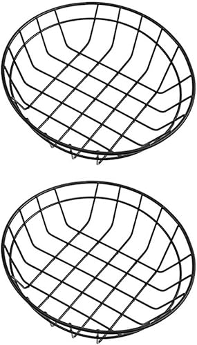 Luxshiny Cestas de comida rápida, cestas de delicatessen, 7.7 in, cesta de pan de alambre de metal, soporte para papas fritas, bandeja de