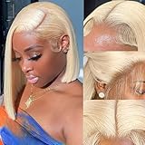 Lovigs Blonde Lace Front Wigs Human Hair Natural Hairline Blonde Bob Wig Human Hair 13x4 Lace Frontal Wigs for Black Women Brazilian Virgin Human Hair Blonde Wig Human Hair (8 Inch)