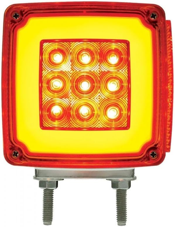 United Pacific 59 LED Red Amber Halo Glow Side Marker Turn Signal Semi Truck Fender Lights, 2 Pack