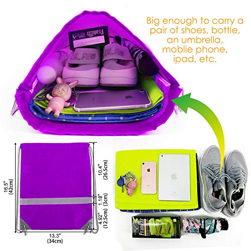 Image of BeeGreen 20 Pieces Purple Drawstring Backpacks Bulk, Draw String Bags for Gym Sport, Reflective Cinch Blank Bag