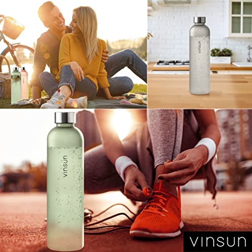 VINSUN Trinkflasche 1L weiß - wiederverwendbar, Kohlensäure geeignet, BPA frei, Tritan - Leichte Wasser Flasche für Sport, Outdoor, Schule, Uni, Fahrrad, Büro, Gym