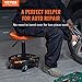 VEVOR Mechanic Stool, 250 LBS Rolling Pneumatic Creeper Garage/Shop Seat, Adjustable Height 16-22 inch in Padded Rolling Workshop Stool with Tool Tray, for Garage, Shop, Auto Repair, Black+Orange