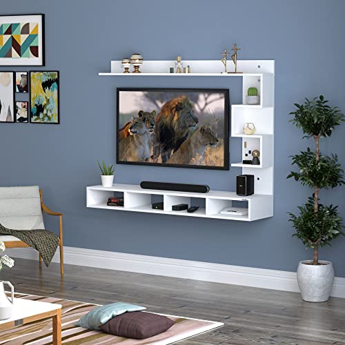 Image of Anikaa Casey Engineered Wood Wall Mount TV Unit /TV Cabinet /TV Entertainment Unit - Ideal for Upto 55 inch (D.I.Y) (White)