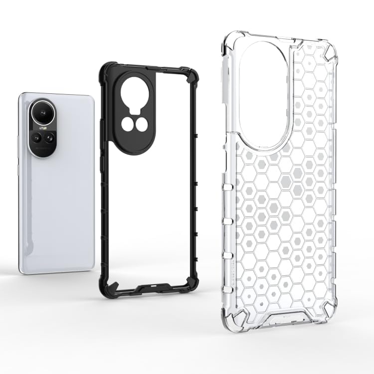 Image of Lustree TPU Honey Comb Armor Shock Proof Back Cover for for Oppo Reno 10 5G (Transparent)