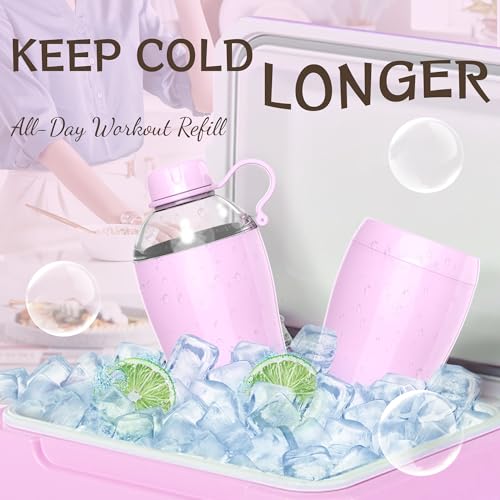 Image of Insulated Water Bottle for Women, 24 oz Stainless Steel Water Bottles, Double Walled, 2 Lids (Chug & Tumbler) - Hydrate & Caffeinate,Available Gift Wrapping