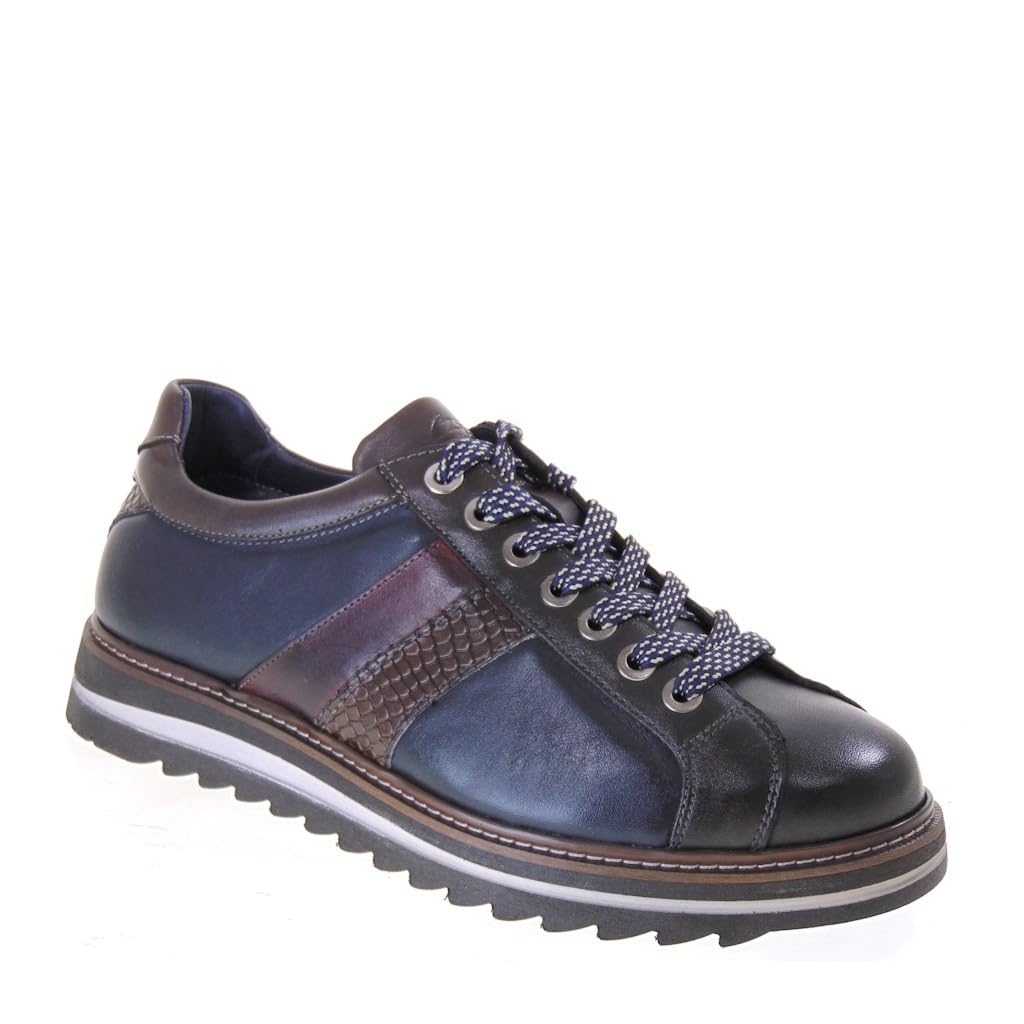 076006 Stringate Basse Uomo Pelle Suola Gomma Gambale Caviglia