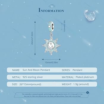 Amazon | [Teleye] 太陽と月のペンダント チャーム 925