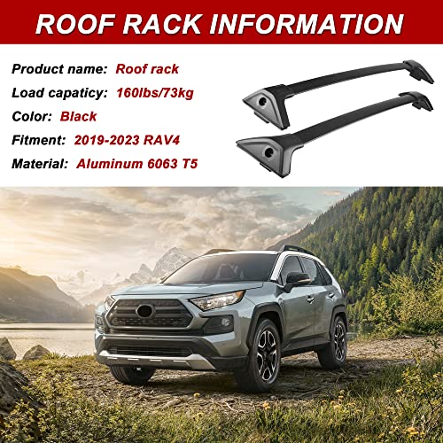 Richeer Aluminum Roof Rack Cross Bars For 2013-2018 Toyota RAV4 With Side Rails - 220 LB Capacity, Fits Roof Boxes, Kayaks, Bikes & More