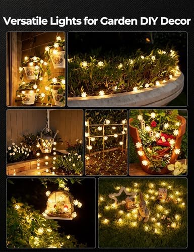 Brightown 50 LED Flower Solar String Lights Outdoor Waterproof, Warm White — view 4