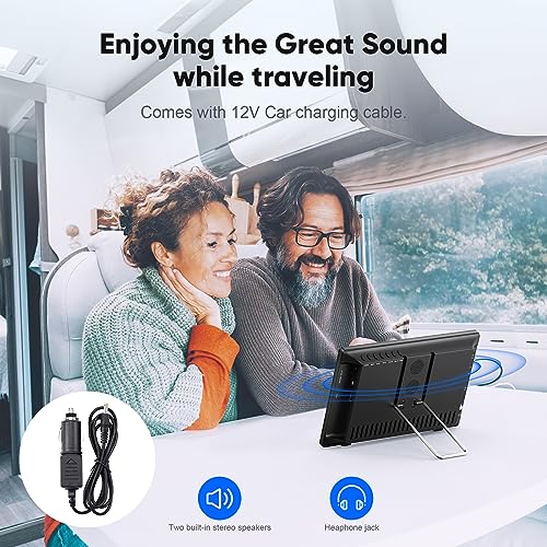 Eyoyo 9 Inch Portable TV with Dual Tuner ATSC and NTSC, 1366x768 Small TV Monitor Support HDMI, AV, USB and FM Radio with Battery and Car Charger, Remote Control for Car, RV, Kitchen and Camping